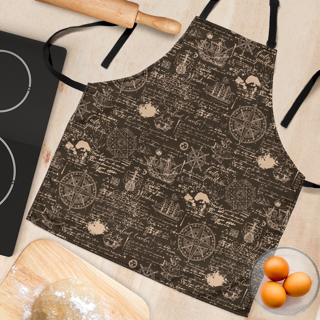 Compass Map Pattern Print Women's Apron-grizzshop