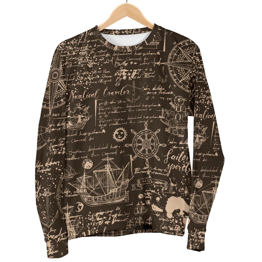 Compass Map Pattern Print Women's Sweatshirt-grizzshop