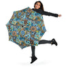 Compass Pattern Print Automatic Foldable Umbrella-grizzshop