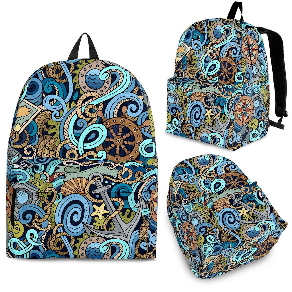 Compass Pattern Print Backpack-grizzshop