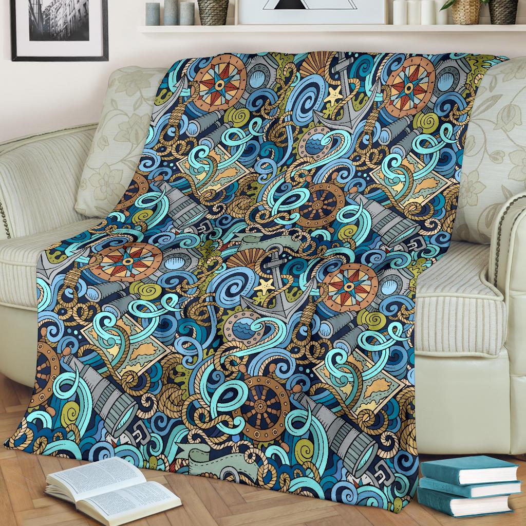 Compass Pattern Print Blanket-grizzshop