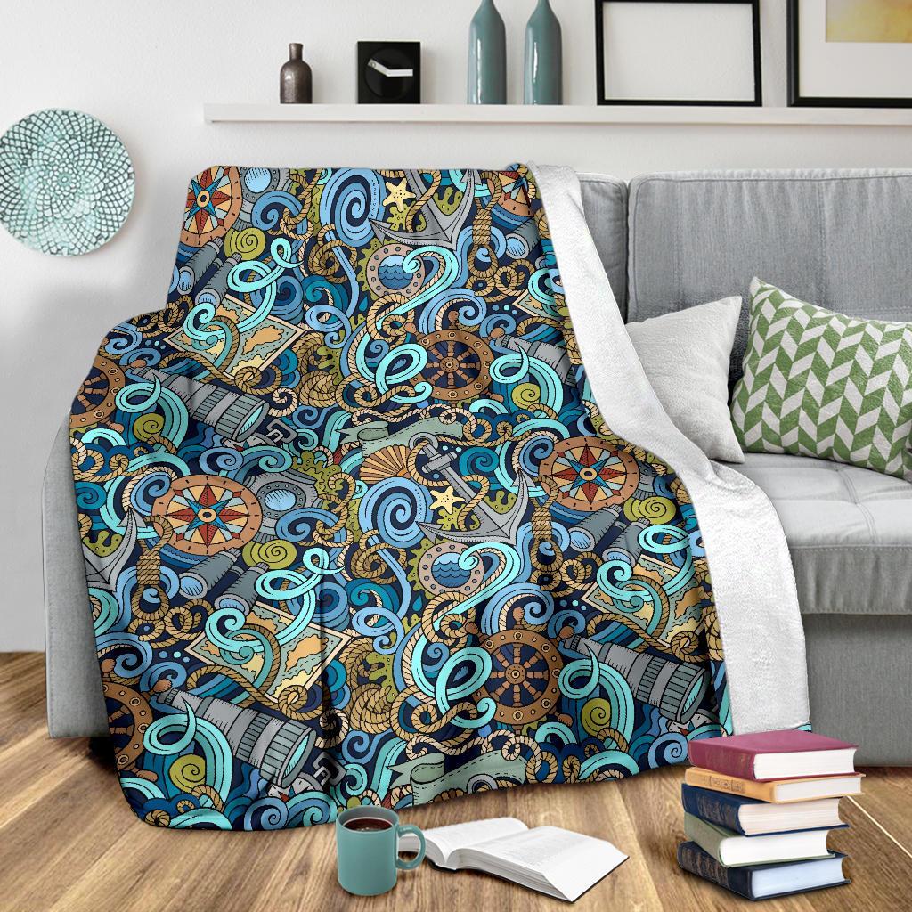 Compass Pattern Print Blanket-grizzshop