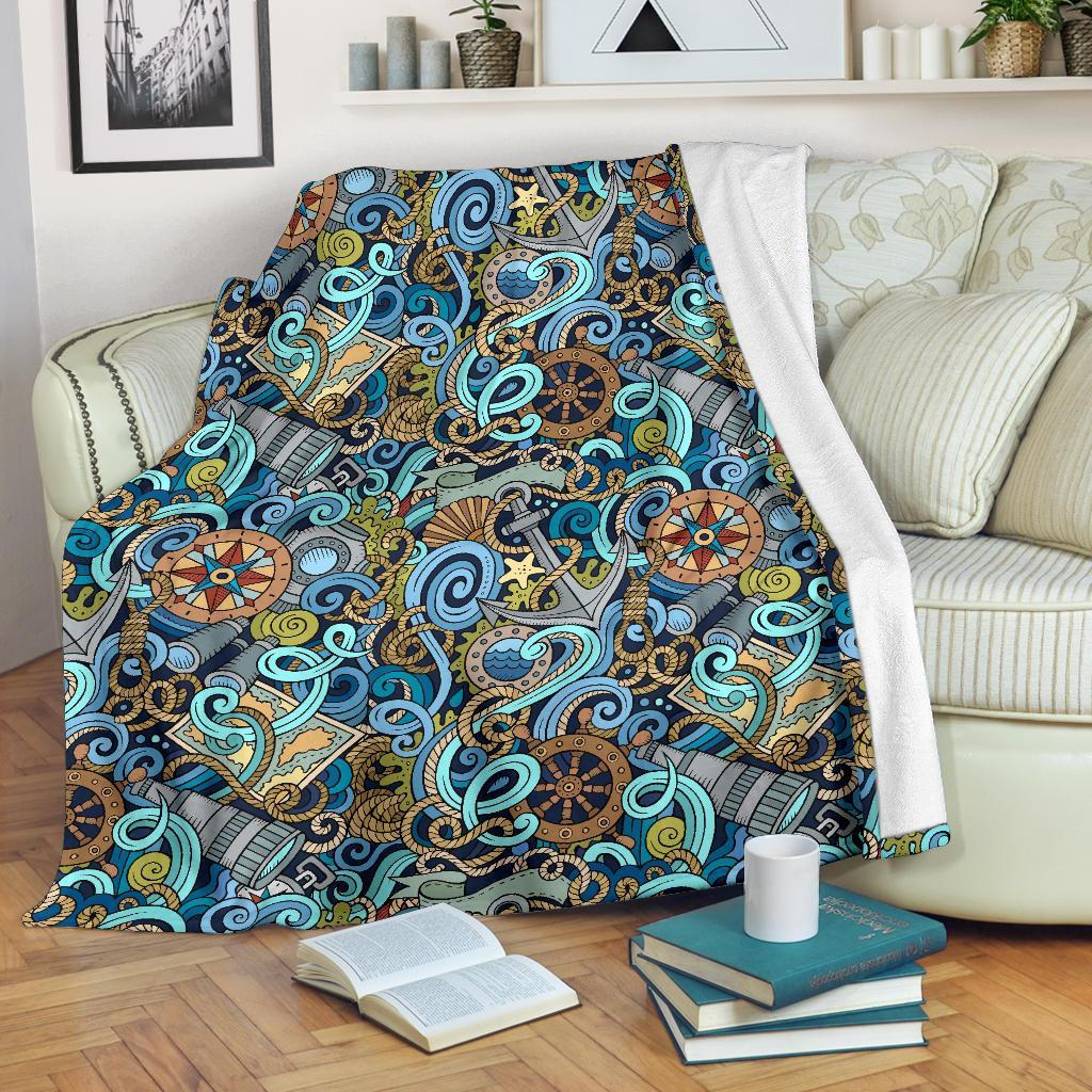 Compass Pattern Print Blanket-grizzshop