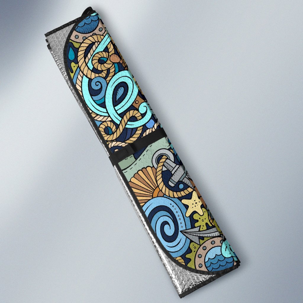Compass Pattern Print Car Sun Shade-grizzshop