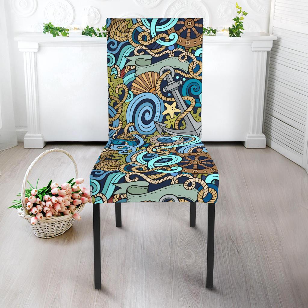 Compass Pattern Print Chair Cover-grizzshop