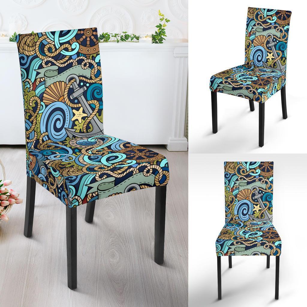 Compass Pattern Print Chair Cover-grizzshop