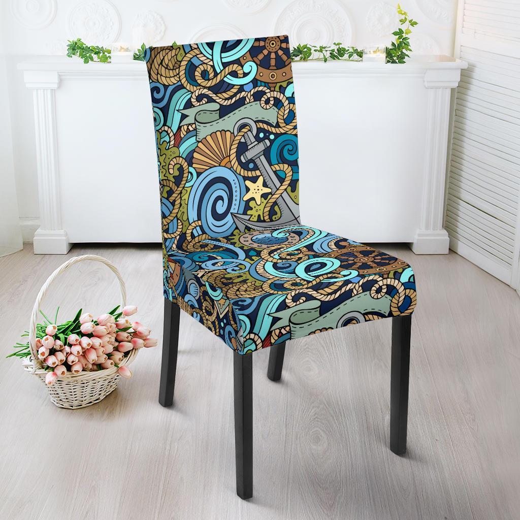 Compass Pattern Print Chair Cover-grizzshop