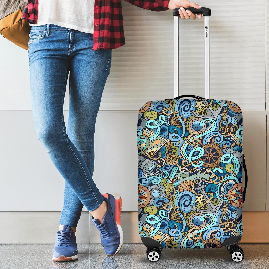 Compass Pattern Print Luggage Cover Protector-grizzshop