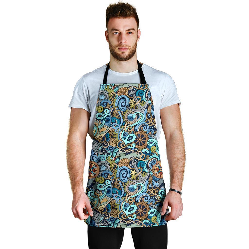 Compass Pattern Print Men's Apron-grizzshop