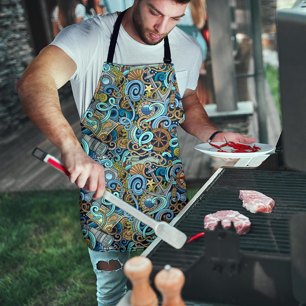 Compass Pattern Print Men's Apron-grizzshop