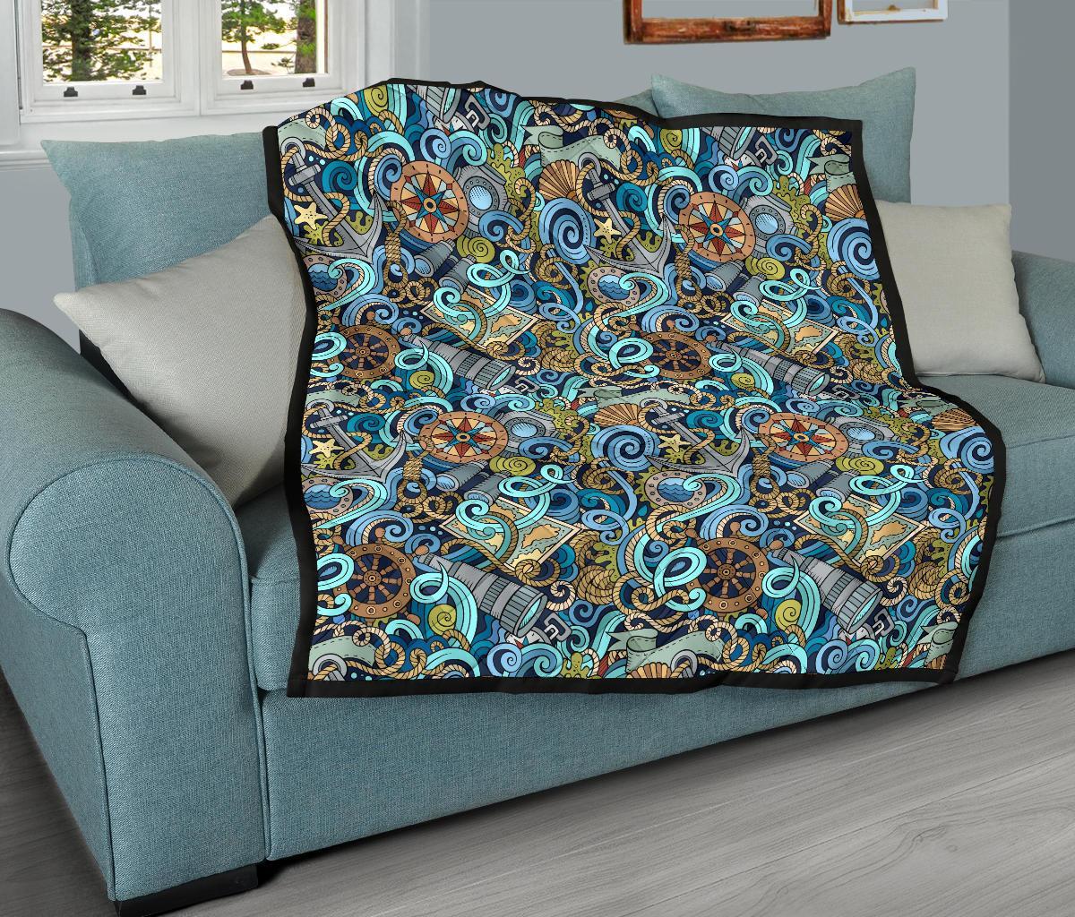 Compass Pattern Print Quilt-grizzshop