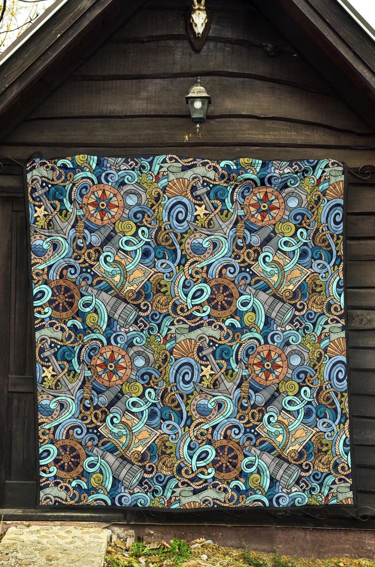 Compass Pattern Print Quilt-grizzshop