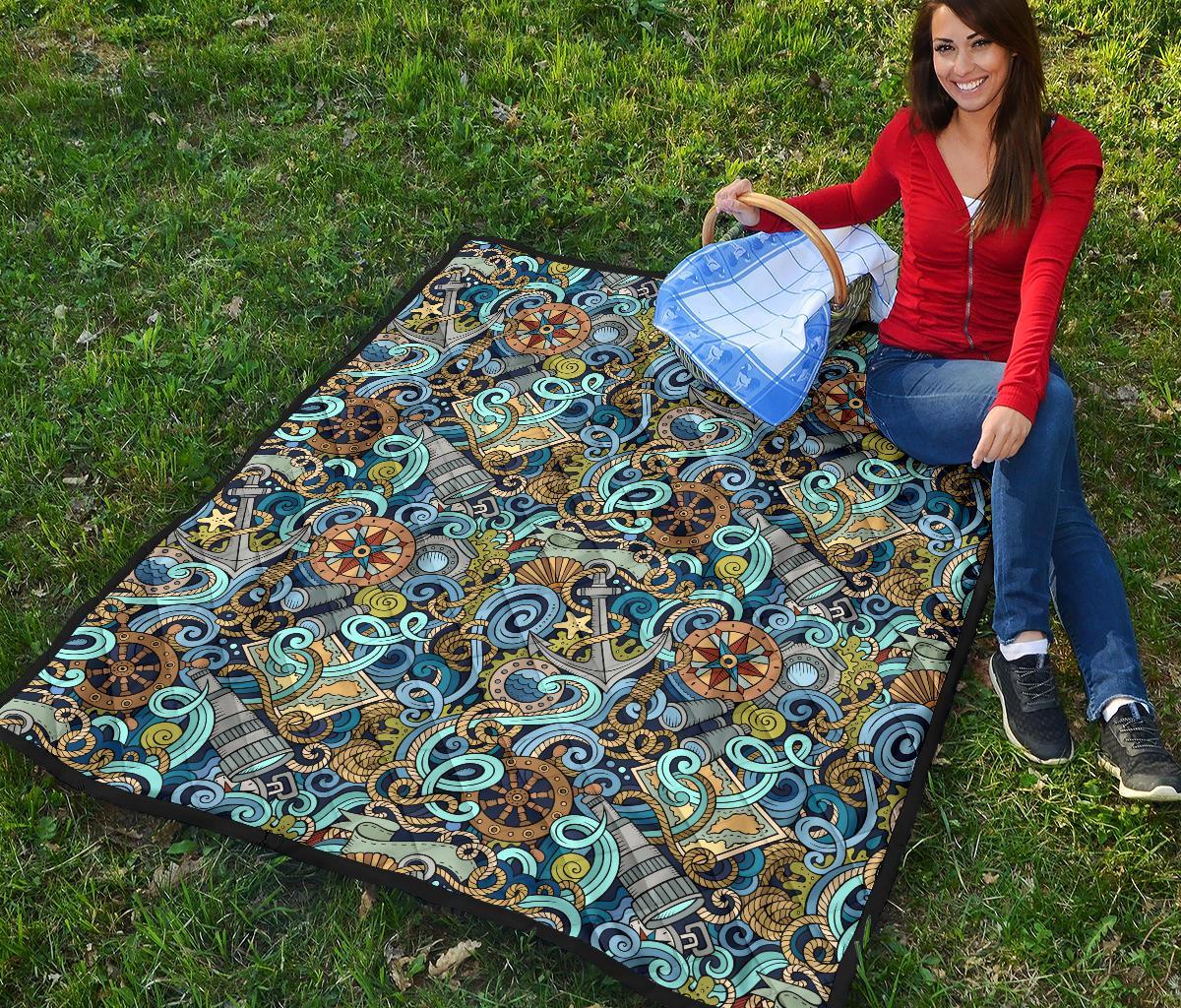 Compass Pattern Print Quilt-grizzshop