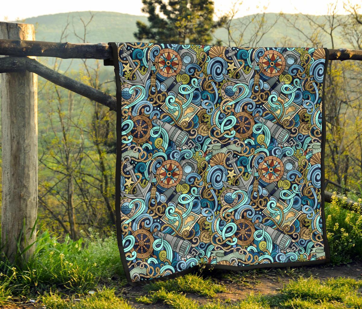 Compass Pattern Print Quilt-grizzshop