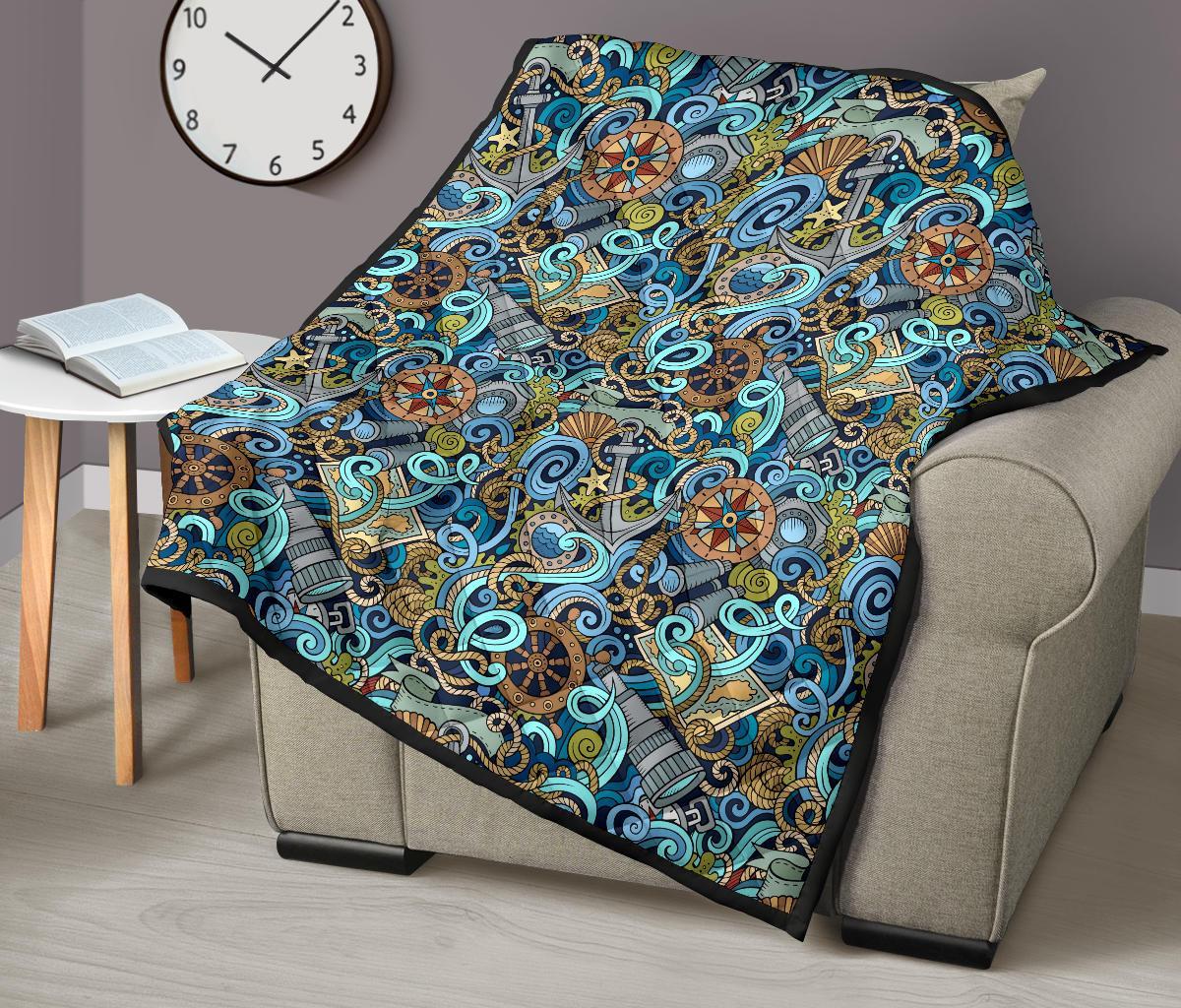 Compass Pattern Print Quilt-grizzshop
