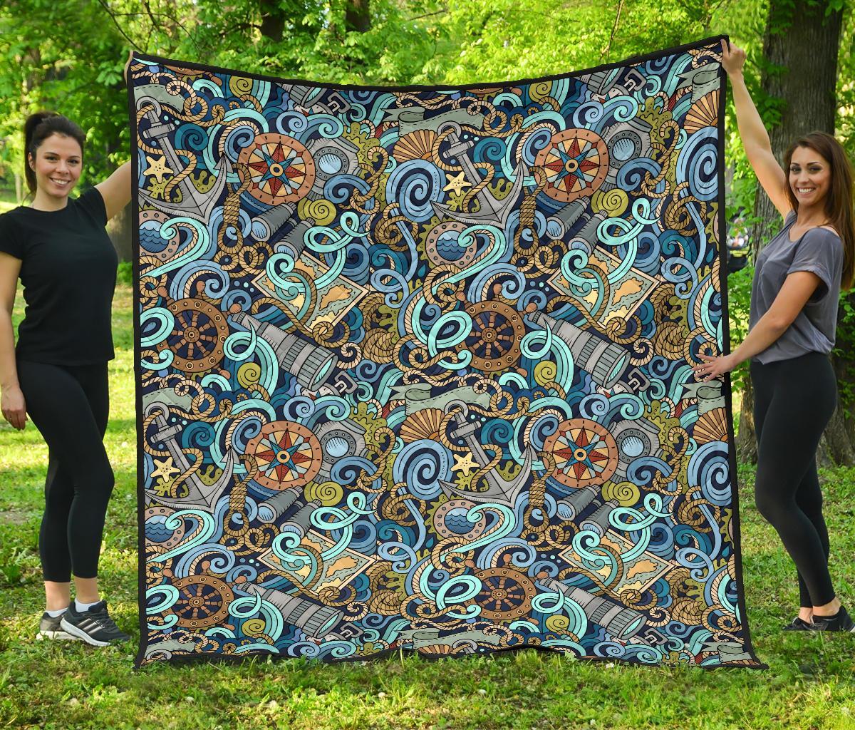 Compass Pattern Print Quilt-grizzshop