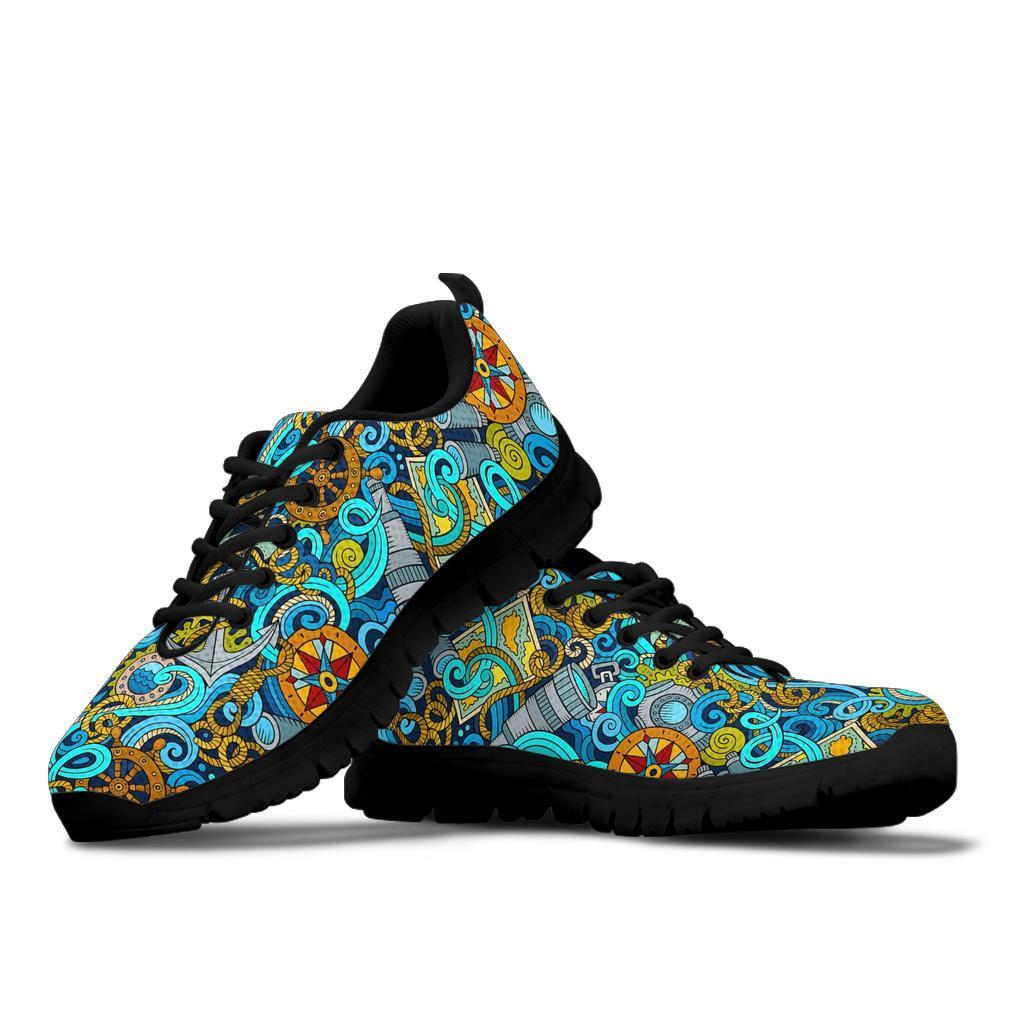 Compass Pattern Print Sneaker Shoes For Men Women-grizzshop