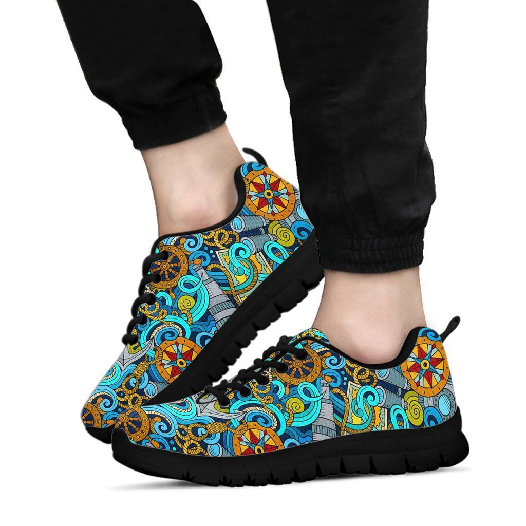 Compass Pattern Print Sneaker Shoes For Men Women-grizzshop