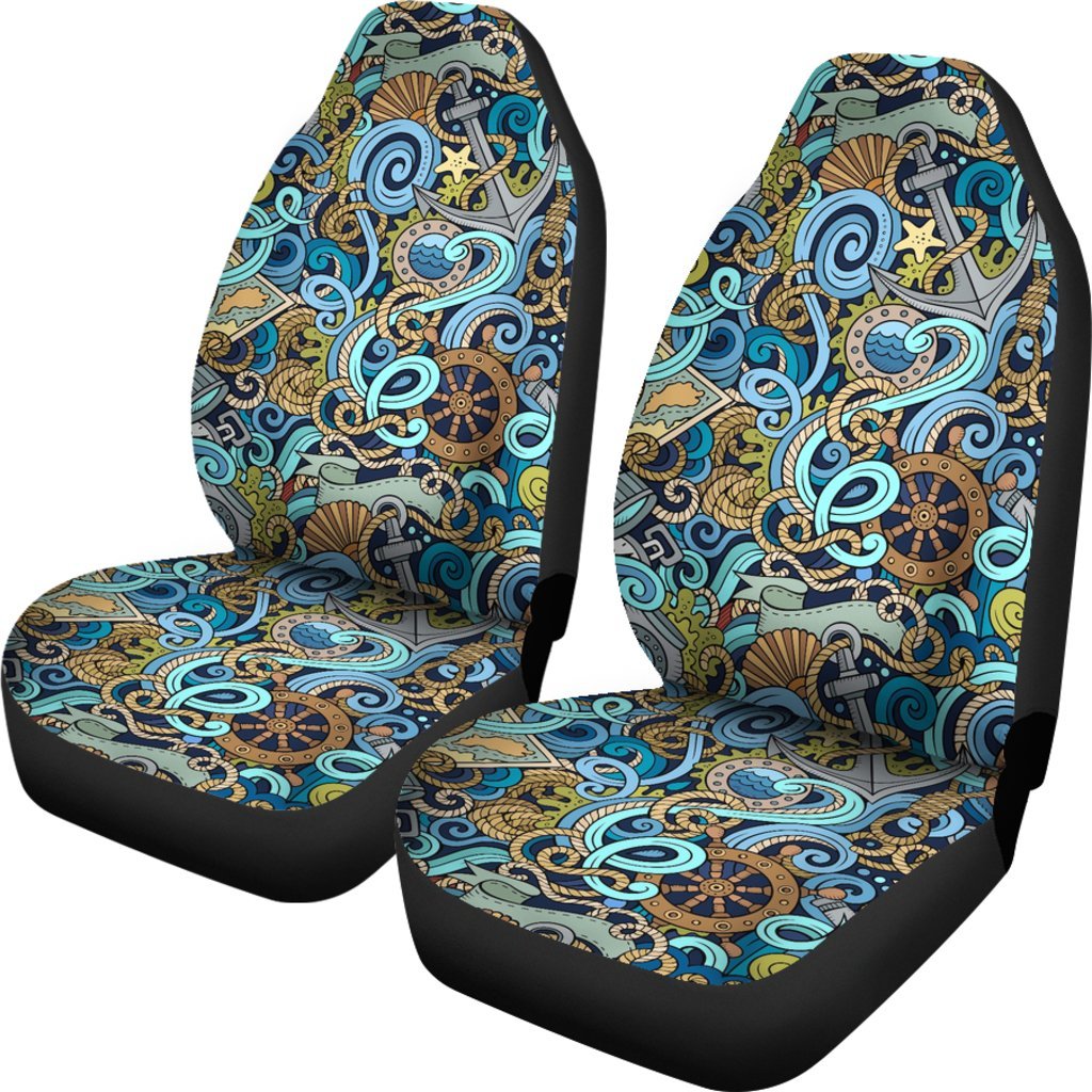 Compass Pattern Print Universal Fit Car Seat Covers-grizzshop