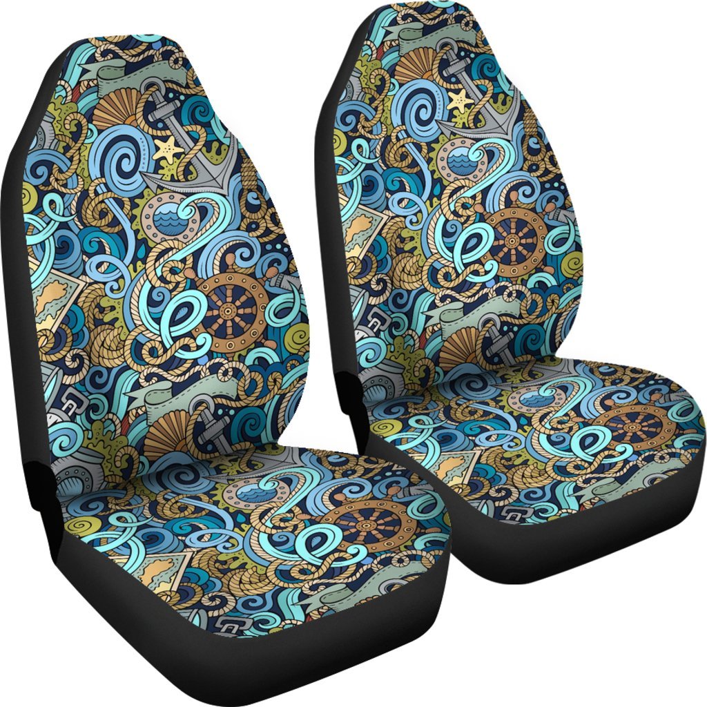 Compass Pattern Print Universal Fit Car Seat Covers-grizzshop