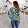 Compass Pattern Print Women Off Shoulder Sweatshirt-grizzshop