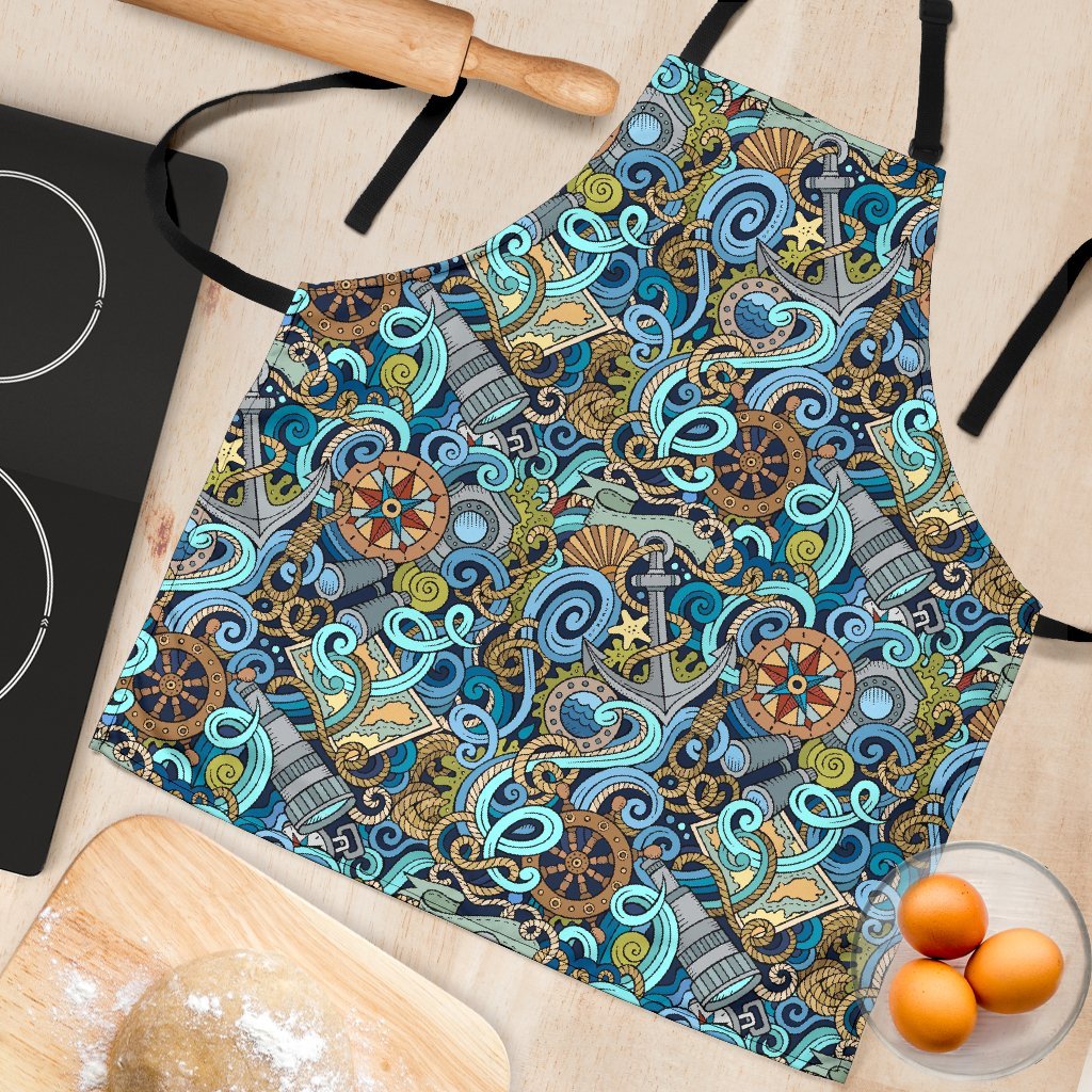 Compass Pattern Print Women's Apron-grizzshop