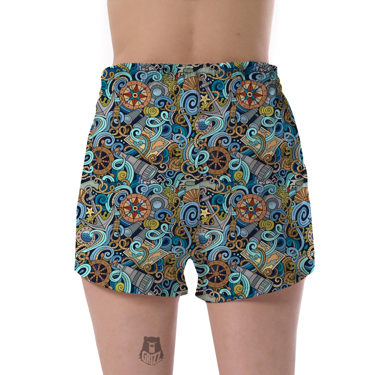 Compass Pattern Print Women's Shorts-grizzshop