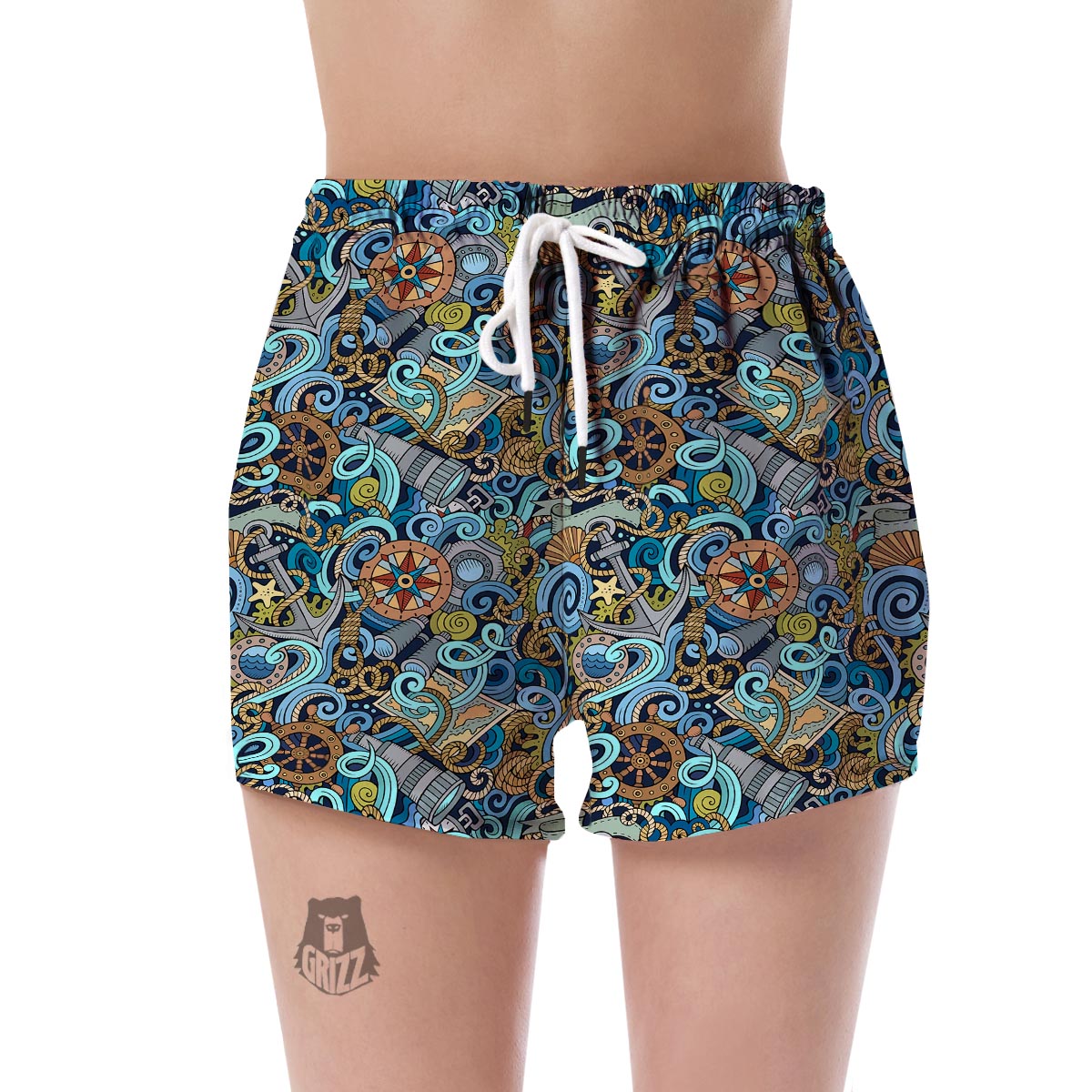 Compass Pattern Print Women's Shorts-grizzshop