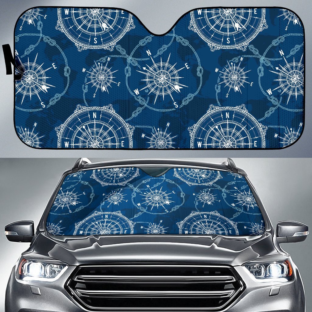 Compass Print Pattern Car Sun Shade-grizzshop