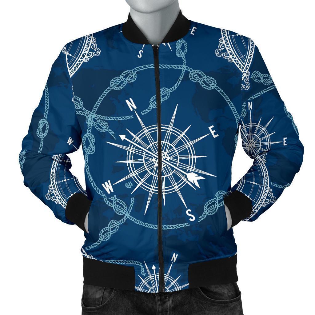 Compass Print Pattern Men's Bomber Jacket-grizzshop