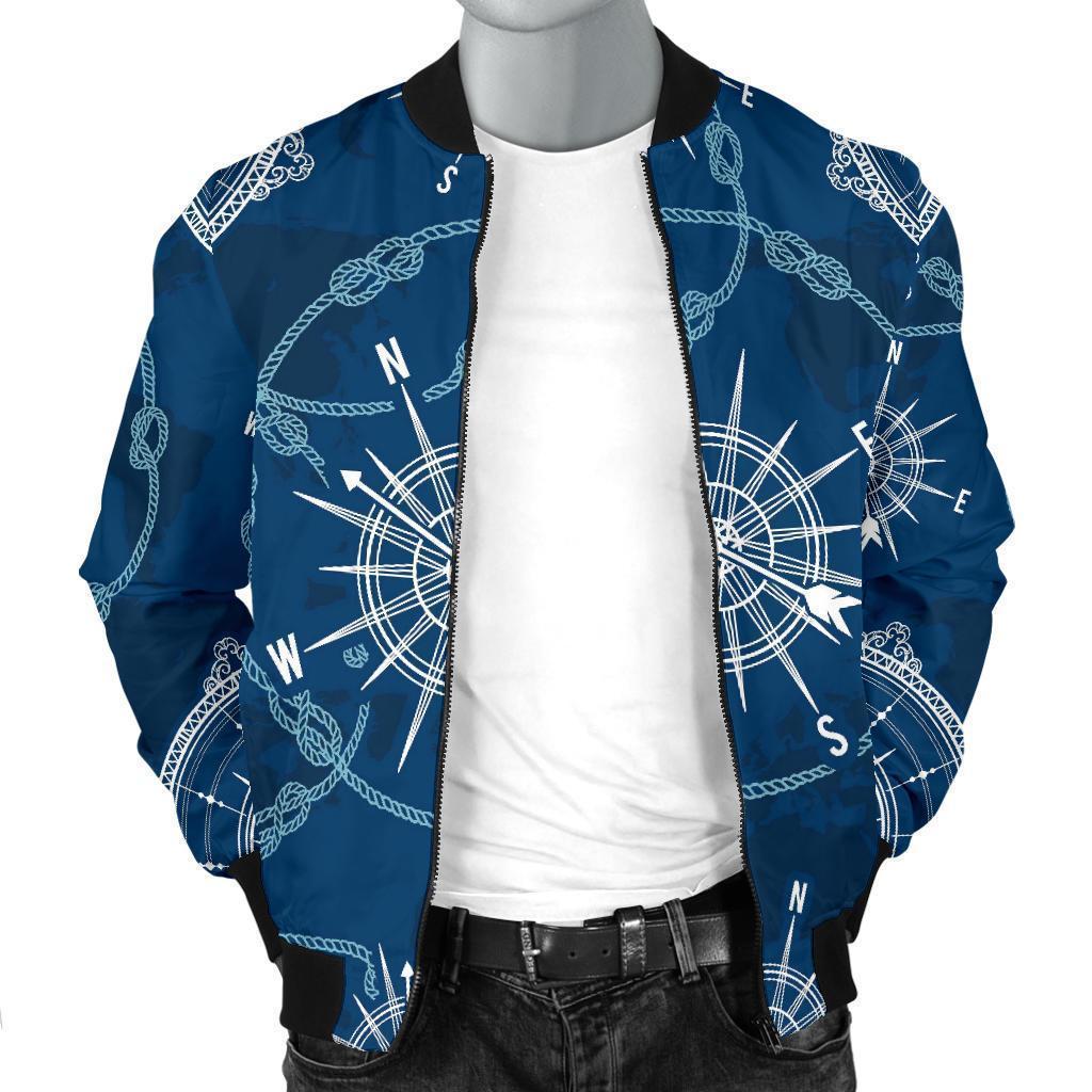 Compass Print Pattern Men's Bomber Jacket-grizzshop