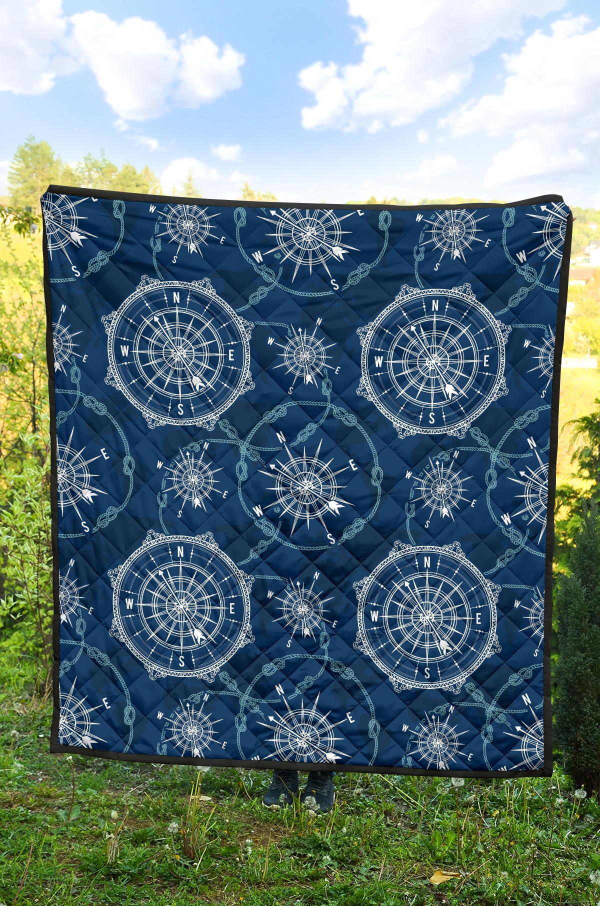 Compass Print Pattern Quilt-grizzshop