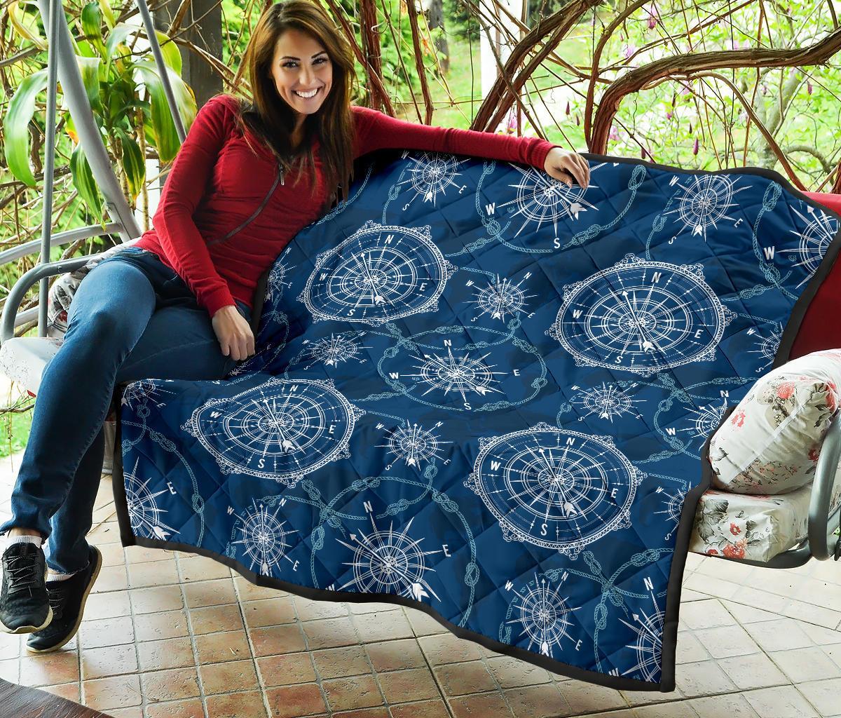 Compass Print Pattern Quilt-grizzshop