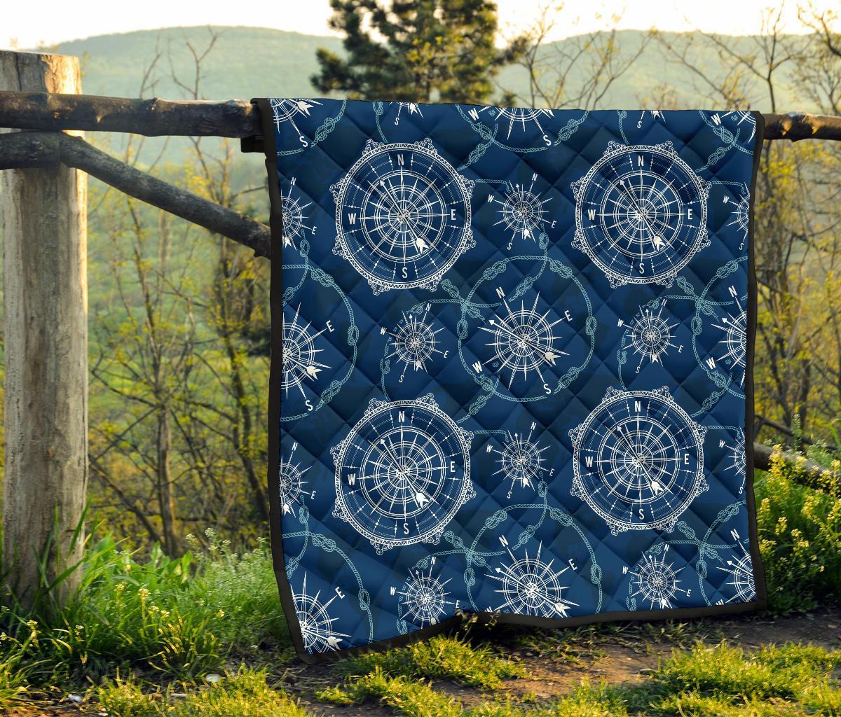 Compass Print Pattern Quilt-grizzshop