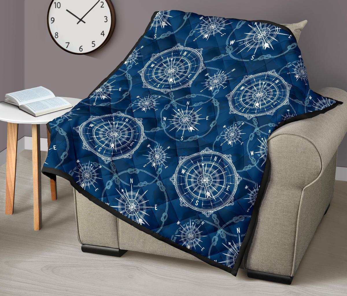 Compass Print Pattern Quilt-grizzshop