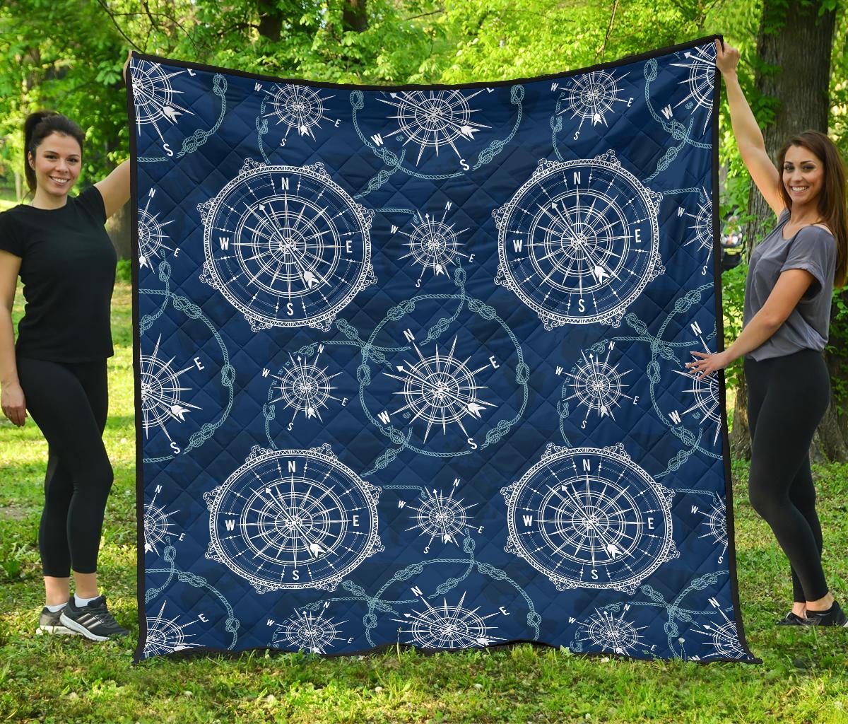 Compass Print Pattern Quilt-grizzshop