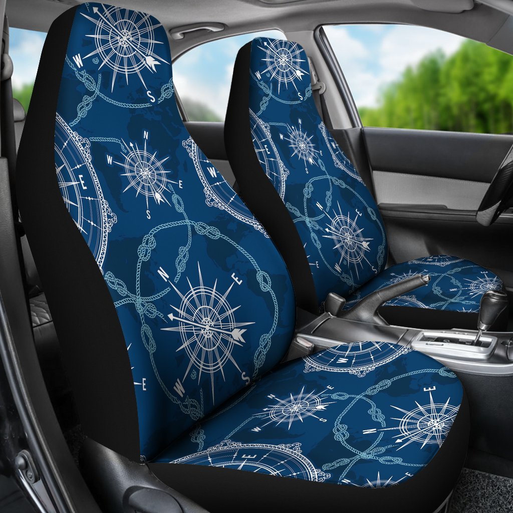 Compass Print Pattern Universal Fit Car Seat Covers-grizzshop