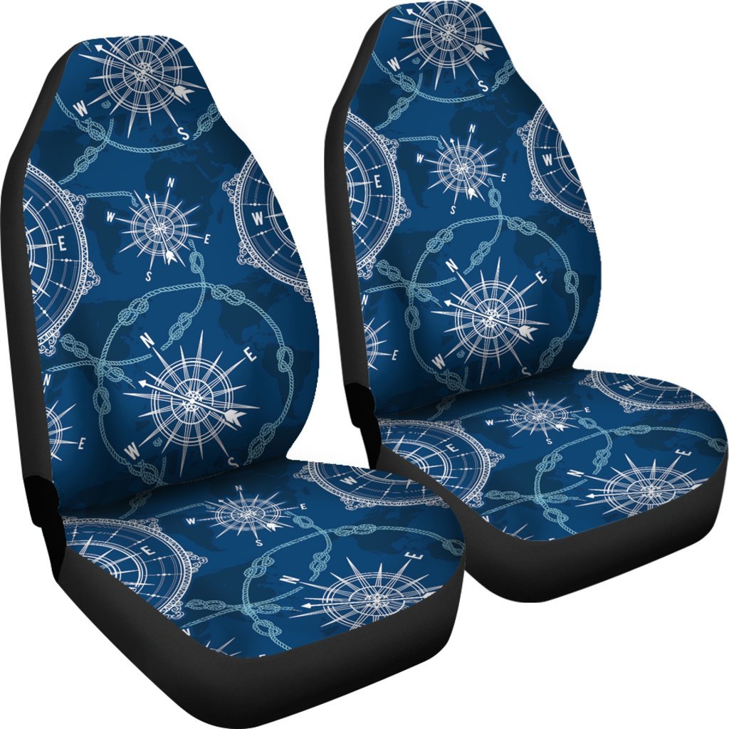 Compass Print Pattern Universal Fit Car Seat Covers-grizzshop