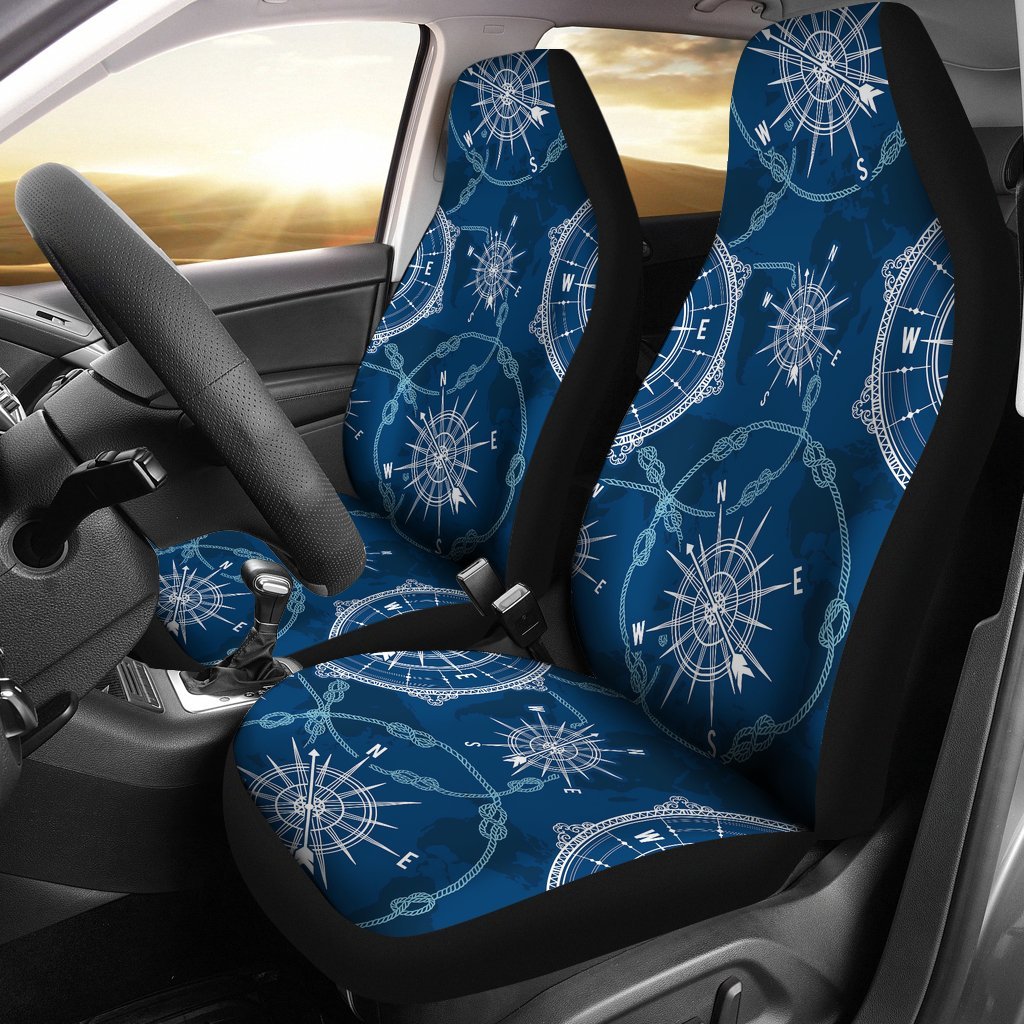 Compass Print Pattern Universal Fit Car Seat Covers-grizzshop