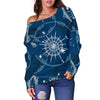 Compass Print Pattern Women Off Shoulder Sweatshirt-grizzshop