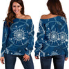 Compass Print Pattern Women Off Shoulder Sweatshirt-grizzshop