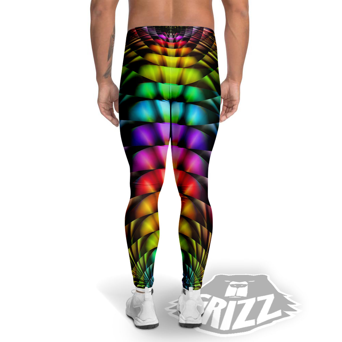 Computer Generated Colorful Fractal Print Men's Leggings-grizzshop
