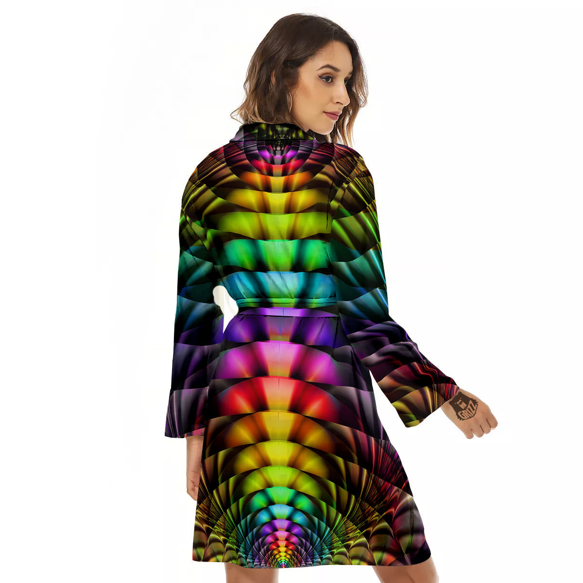 Computer Generated Colorful Fractal Print Women's Robe-grizzshop