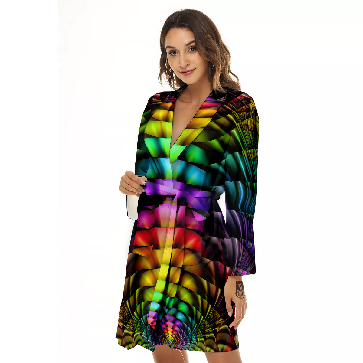 Computer Generated Colorful Fractal Print Women's Robe-grizzshop