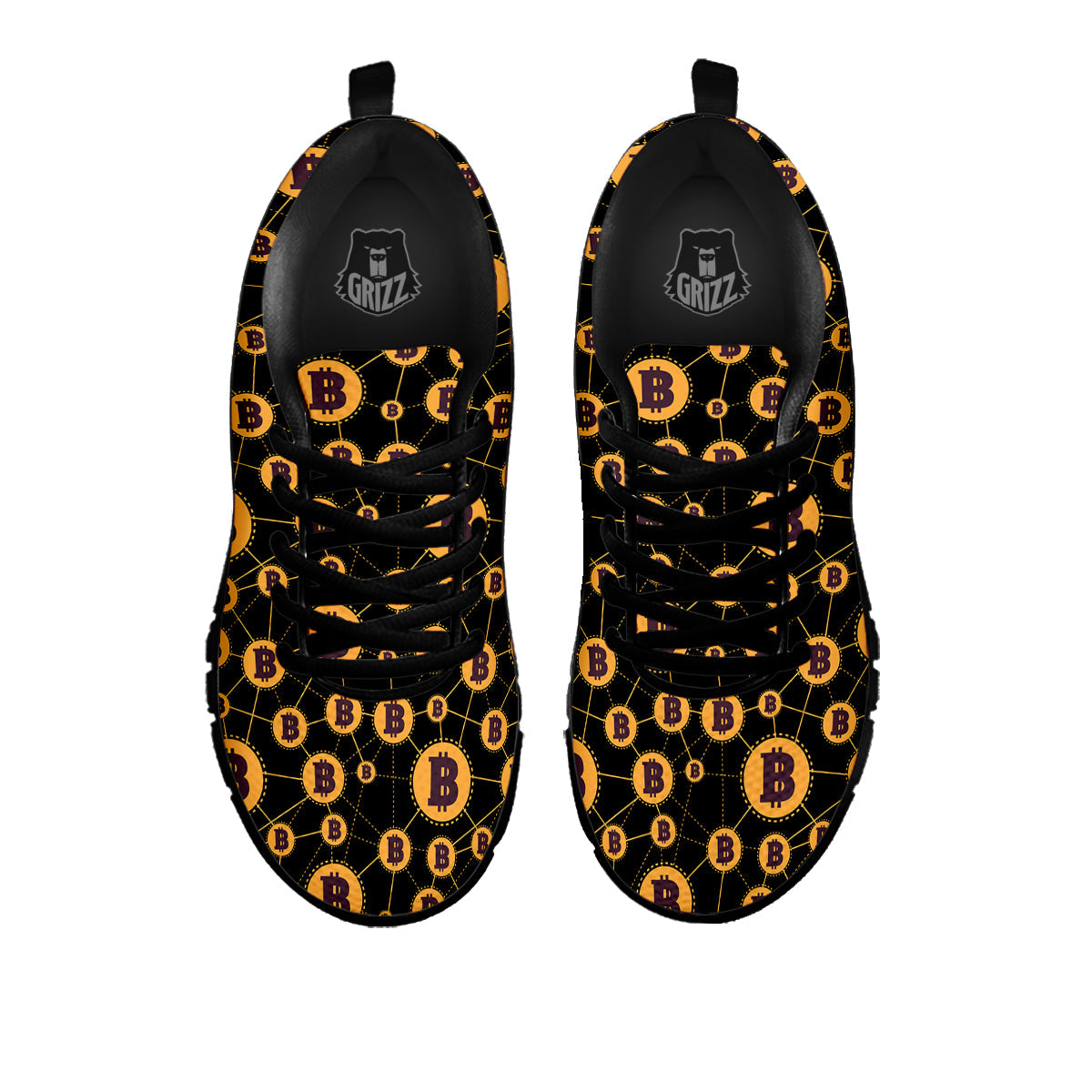 Connection Bitcoin Print Pattern Black Sneaker-grizzshop