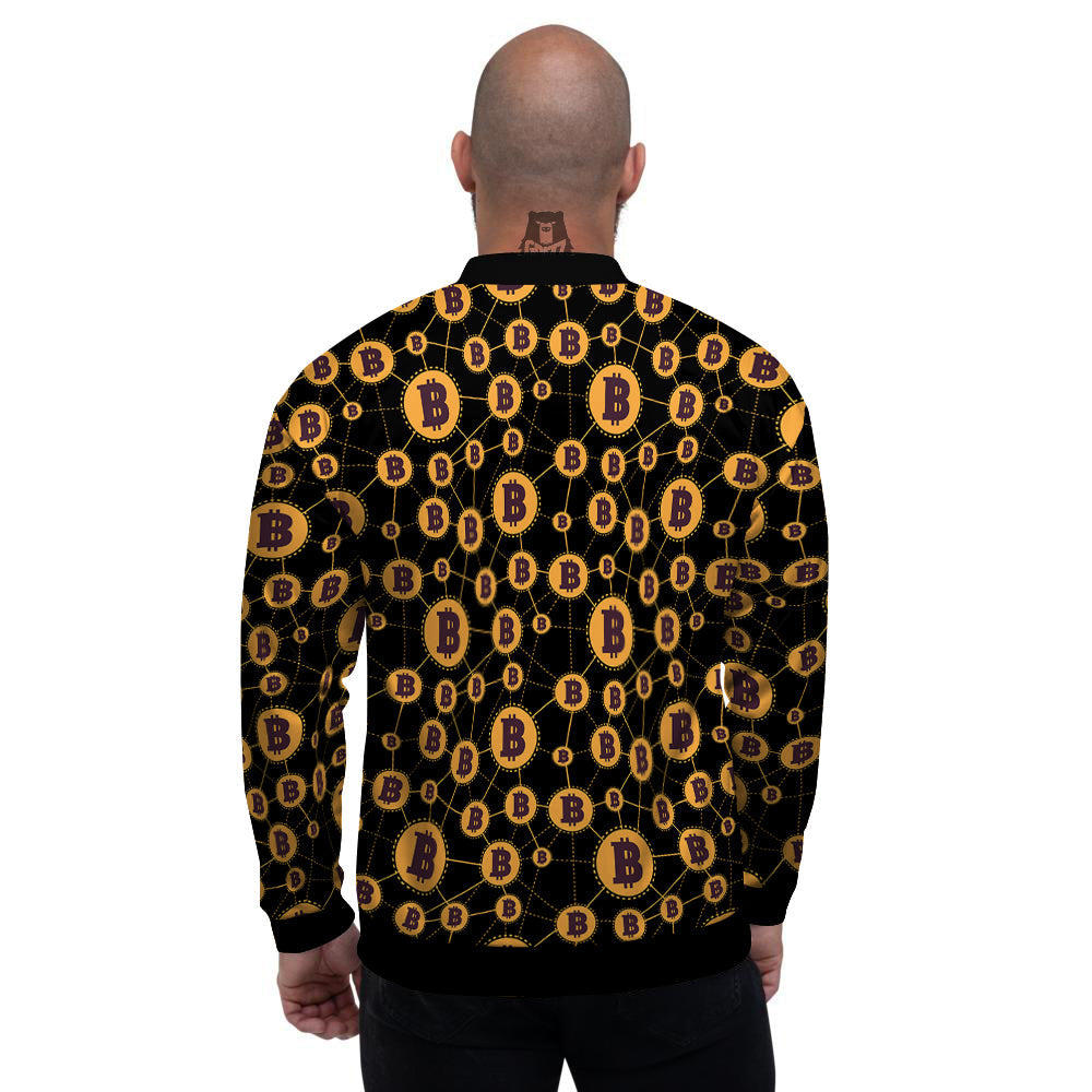 Connection Bitcoin Print Pattern Men's Bomber Jacket-grizzshop