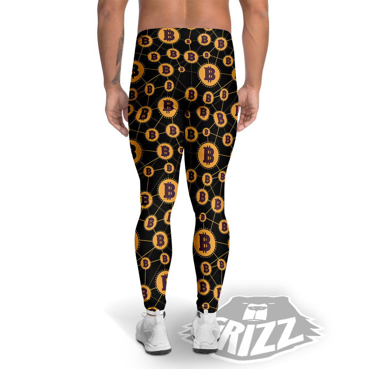 Connection Bitcoin Print Pattern Men's Leggings-grizzshop