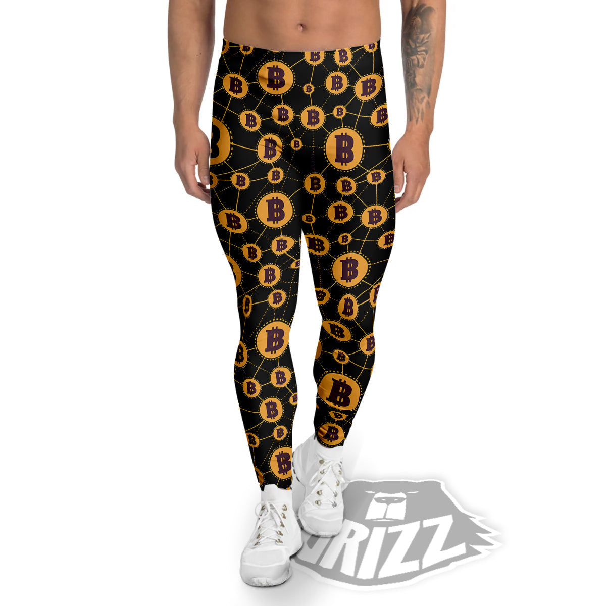 Connection Bitcoin Print Pattern Men's Leggings-grizzshop