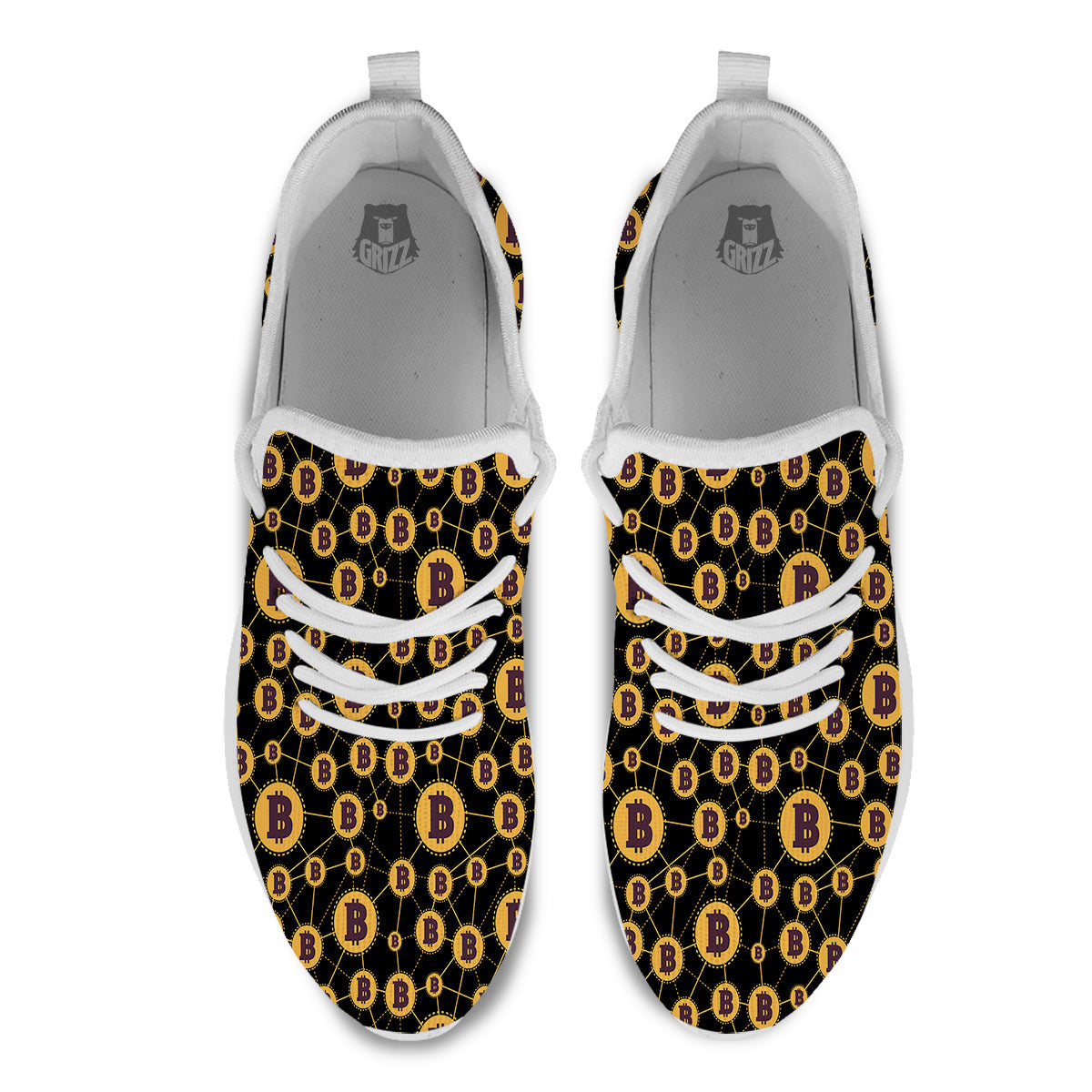 Connection Bitcoin Print Pattern White Athletic Shoes-grizzshop