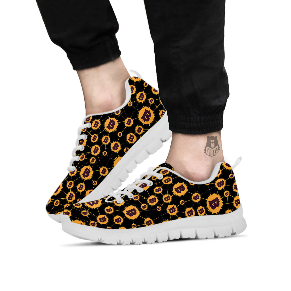 Connection Bitcoin Print Pattern White Sneaker-grizzshop